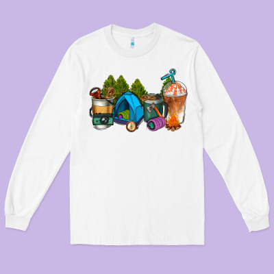 Camp Coffee Cups Ado Long Sleeve Tee Designed By Adodesignshop