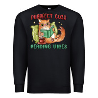 Black purrfect cozy reading vibes Premium Sweatshirt - MaliasSmallBusiness