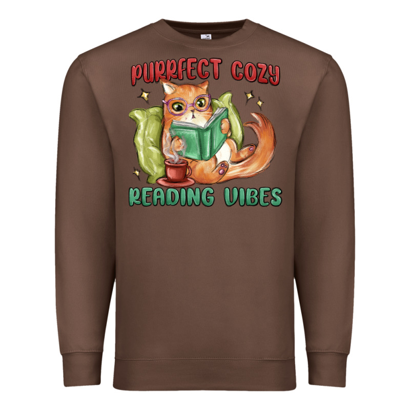 Purrfect Cozy Reading Vibes Premium Sweatshirt by MaliasSmallBusiness | Teevron