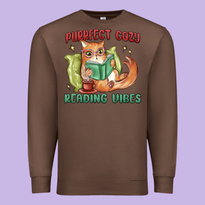 Purrfect Cozy Reading Vibes Premium Sweatshirt Designed By Maliassmallbusiness