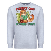 Heather Grey purrfect cozy reading vibes Premium Sweatshirt - MaliasSmallBusiness