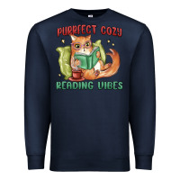 Navy purrfect cozy reading vibes Premium Sweatshirt - MaliasSmallBusiness