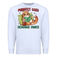 White purrfect cozy reading vibes Premium Sweatshirt - MaliasSmallBusiness
