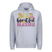 Heather Grey bold beautiful blessed Premium Hoodie - LillyAllenDesigns