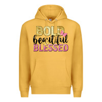 Mustard bold beautiful blessed Premium Hoodie - LillyAllenDesigns