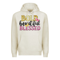 Oatmeal Heather bold beautiful blessed Premium Hoodie - LillyAllenDesigns