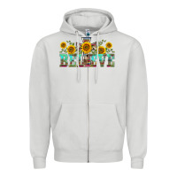 Dove Grey western believe sunflowers flowers Zipper Hoodie - BarkalooDesign