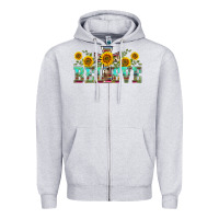 Heather Grey western believe sunflowers flowers Zipper Hoodie - BarkalooDesign