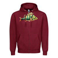 Burgundy Perch Fish Zipper Hoodie - LillyAllenDesigns