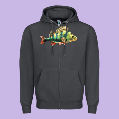Perch Fish Zipper Hoodie Designed By Lillyallendesigns