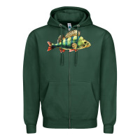 Sports Green Perch Fish Zipper Hoodie - LillyAllenDesigns