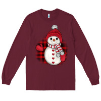 Burgundy christmas snowman Long Sleeve Tee - JahusDesignShop