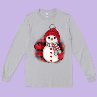 Christmas Snowman Long Sleeve Tee Designed By Jahusdesignshop