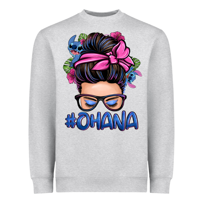 Ohana Stitch Messy Bun Heavyweight Sweatshirt by Zillion Design Studio | Teevron