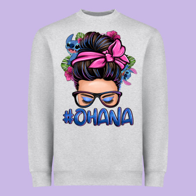 Ohana Stitch Messy Bun Heavyweight Sweatshirt Designed By Zillion Design Studio