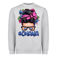 Heather Grey ohana stitch messy bun Heavyweight Sweatshirt - Zillion Design Studio