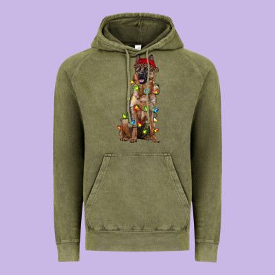 Christmas German Shepherd Vintage Hoodie Designed By Ranaportraitstore