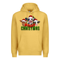 Antique Gold Mooey Christmas Cows Premium Hoodie - LillyAllenDesigns