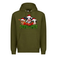 Army Green Mooey Christmas Cows Premium Hoodie - LillyAllenDesigns