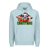 Blue Mist Mooey Christmas Cows Premium Hoodie - LillyAllenDesigns
