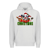 Dove Grey Mooey Christmas Cows Premium Hoodie - LillyAllenDesigns