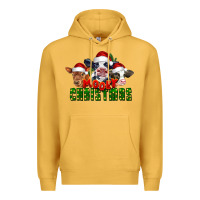 Mustard Mooey Christmas Cows Premium Hoodie - LillyAllenDesigns