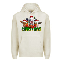 Oatmeal Heather Mooey Christmas Cows Premium Hoodie - LillyAllenDesigns