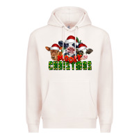 Pale Pink Mooey Christmas Cows Premium Hoodie - LillyAllenDesigns