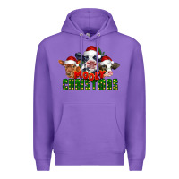 Purple Mooey Christmas Cows Premium Hoodie - LillyAllenDesigns