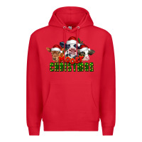 Red Mooey Christmas Cows Premium Hoodie - LillyAllenDesigns
