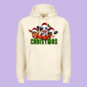 Mooey Christmas Cows Premium Hoodie Designed By Lillyallendesigns