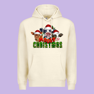Mooey Christmas Cows Premium Hoodie Designed By Lillyallendesigns