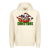 Sandshell Mooey Christmas Cows Premium Hoodie - LillyAllenDesigns
