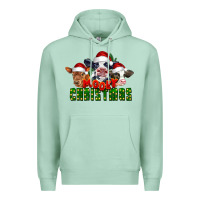 Seafoam Mooey Christmas Cows Premium Hoodie - LillyAllenDesigns