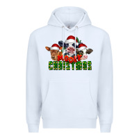 White Mooey Christmas Cows Premium Hoodie - LillyAllenDesigns