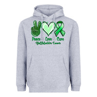 Heather Grey Peace love cure Gallbladder Cancer Heavyweight Hoodie - NancyCooperArtShop
