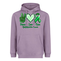 Lavender Peace love cure Gallbladder Cancer Heavyweight Hoodie - NancyCooperArtShop