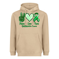 Mushroom Peace love cure Gallbladder Cancer Heavyweight Hoodie - NancyCooperArtShop