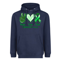 Navy Peace love cure Gallbladder Cancer Heavyweight Hoodie - NancyCooperArtShop