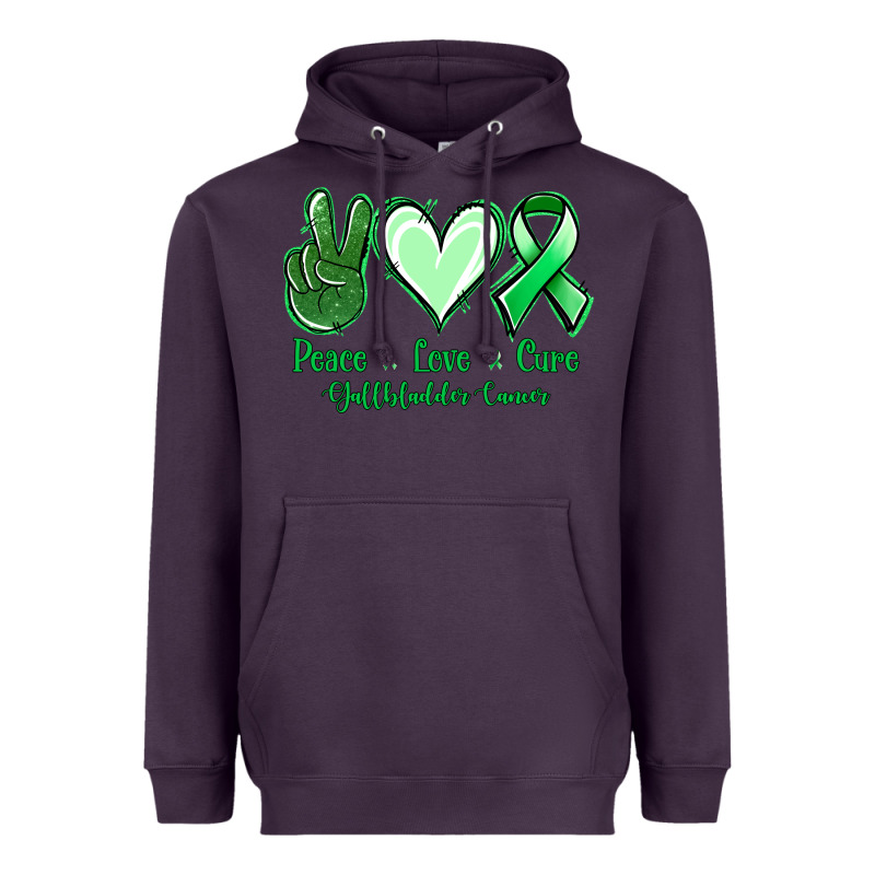 Peace Love Cure Gallbladder Cancer Heavyweight Hoodie by NancyCooperArtShop | Teevron