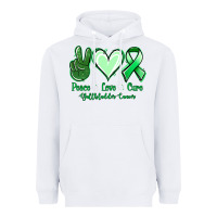 White Peace love cure Gallbladder Cancer Heavyweight Hoodie - NancyCooperArtShop