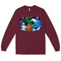 Burgundy winter camping with camp fire Long Sleeve Tee - AdoDesignShop