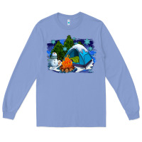 Colony Blue winter camping with camp fire Long Sleeve Tee - AdoDesignShop