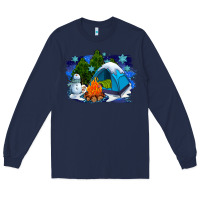 Navy winter camping with camp fire Long Sleeve Tee - AdoDesignShop