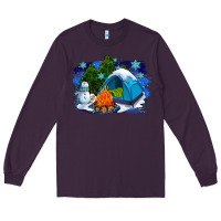 Plum winter camping with camp fire Long Sleeve Tee - AdoDesignShop