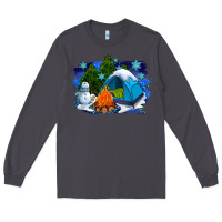 Smoke winter camping with camp fire Long Sleeve Tee - AdoDesignShop