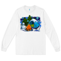 White winter camping with camp fire Long Sleeve Tee - AdoDesignShop