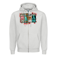 Dove Grey license letters floral mama Zipper Hoodie - Jasminsmagicworld