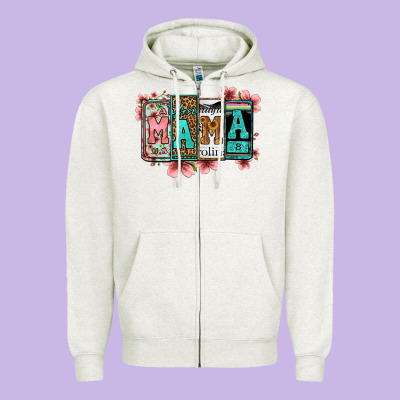License Letters Floral Mama Zipper Hoodie Designed By Jasminsmagicworld