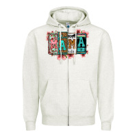 Oatmeal Heather license letters floral mama Zipper Hoodie - Jasminsmagicworld